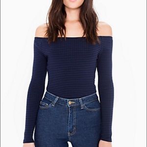 American Apparel Carmen top in blue black